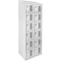 Assembled Lockerettes Clean Line Perforated Economy Lockers, 6 -tier, Bank of 2, 18" x 72" x 12", Steel FMT Sales Ltd