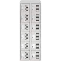 Assembled Lockerettes Clean Line Perforated Economy Lockers, 6 -tier, Bank of 2, 18" x 72" x 12", Steel FMT Sales Ltd