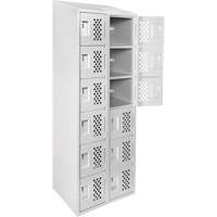 Assembled Lockerettes Clean Line Perforated Economy Lockers, 6 -tier, Bank of 2, 18" x 72" x 12", Steel FMT Sales Ltd