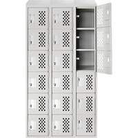 Clean-Line Perforated Lockerette, 6 -tier, Bank of 3, 12" x 72" x 12", Steel FMT Sales Ltd