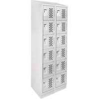 Assembled Lockerettes Clean Line Perforated Economy Lockers, 6 -tier, Bank of 2, 18" x 72" x 12", Steel FMT Sales Ltd