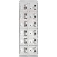 Assembled Lockerettes Clean Line Perforated Economy Lockers, 6 -tier, Bank of 2, 18" x 72" x 12", Steel FMT Sales Ltd
