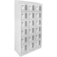 Assembled Lockerettes Clean Line Perforated Economy Lockers, 6 -tier, Bank of 3, 18" x 72" x 12", Steel FMT Sales Ltd