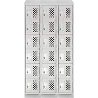Assembled Lockerettes Clean Line Perforated Economy Lockers, 6 -tier, Bank of 3, 18" x 72" x 12", Steel FMT Sales Ltd