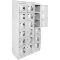 Assembled Lockerettes Clean Line Perforated Economy Lockers, 6 -tier, Bank of 3, 18" x 72" x 12", Steel FMT Sales Ltd