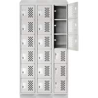 Assembled Lockerettes Clean Line Perforated Economy Lockers, 6 -tier, Bank of 3, 18" x 72" x 12", Steel FMT Sales Ltd