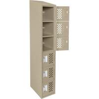 Assembled Lockerettes Clean Line Perforated Economy Lockers, 6 -tier, 18" x 72" x 12", Steel FMT Sales Ltd