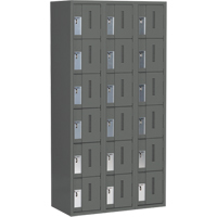 Concorde Heavy-Duty Lockers, 6 -tier, Bank of 3, 36" x 18" x 72", Steel, Charcoal, Welded (Assembled) FMT Sales Ltd