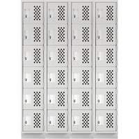 Assembled Clean Line Perforated Economy Lockers, 6 -tier, Bank of 4, 18" x 72" x 12", Steel FMT Sales Ltd