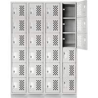 Assembled Clean Line Perforated Economy Lockers, 6 -tier, Bank of 4, 18" x 72" x 12", Steel FMT Sales Ltd