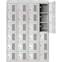 Assembled Clean Line Perforated Economy Lockers, 6 -tier, Bank of 4, 18" x 72" x 12", Steel FMT Sales Ltd