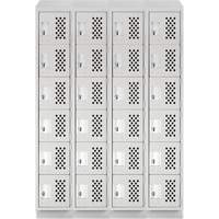 Assembled Clean Line Perforated Economy Lockers, 6 -tier, Bank of 4, 18" x 72" x 12", Steel FMT Sales Ltd