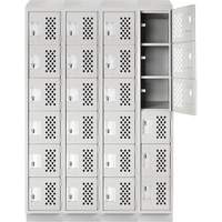 Assembled Clean Line Perforated Economy Lockers, 6 -tier, Bank of 4, 18" x 72" x 12", Steel FMT Sales Ltd