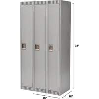 Lockers, Bank of 3, 36" x 18" x 72", Steel, Grey, Knocked Down FMT Sales Ltd