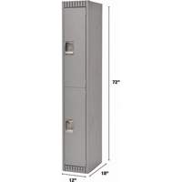 Lockers, 2 -tier, 12" x 18" x 72", Steel, Grey, Knocked Down FMT Sales Ltd