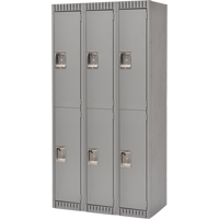 Lockers, 2 -tier, Bank of 3, 36" x 18" x 72", Steel, Grey, Rivet (Assembled) FMT Sales Ltd