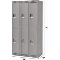 Lockers, 2 -tier, Bank of 3, 36" x 18" x 72", Steel, Grey, Rivet (Assembled) FMT Sales Ltd