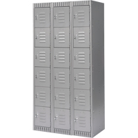 Lockers, 6 -tier, Bank of 3, 36" x 18" x 72", Steel, Grey, Knocked Down FMT Sales Ltd