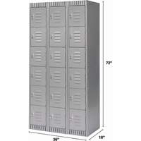 Lockers, 6 -tier, Bank of 3, 36" x 18" x 72", Steel, Grey, Knocked Down FMT Sales Ltd