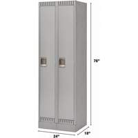Lockers, Bank of 2, 24" x 18" x 76", Steel, Grey, Knocked Down FMT Sales Ltd
