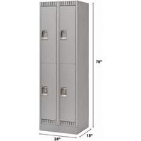 Casiers, 2 niveaux, Bloc de 2, 24" x 18" x 76", Acier, Gris, D&eacute;mont&eacute; FMT Sales Ltd