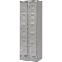 Lockers, 6 -tier, Bank of 2, 24" x 18" x 76", Steel, Grey, Knocked Down FMT Sales Ltd
