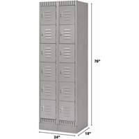 Lockers, 6 -tier, Bank of 2, 24" x 18" x 76", Steel, Grey, Knocked Down FMT Sales Ltd