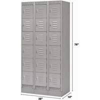 Lockers, 6 -tier, Bank of 3, 36" x 18" x 76", Steel, Grey, Knocked Down FMT Sales Ltd