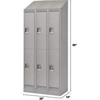 Casiers, 2 niveaux, Bloc de 3, 36" x 18" x 86", Acier, Gris, D&eacute;mont&eacute; FMT Sales Ltd