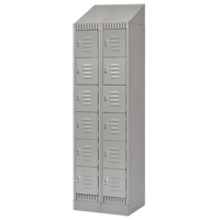 Lockers, 6 -tier, Bank of 2, 24" x 18" x 86", Steel, Grey, Knocked Down FMT Sales Ltd