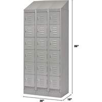 Lockers, 6 -tier, Bank of 3, 36" x 18" x 86", Steel, Grey, Knocked Down FMT Sales Ltd
