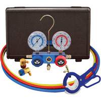 Automotive R134A 2-Way Manifold Gauge Set with 3-In-1 Side Mount Can Tap Valve FMT Sales Ltd