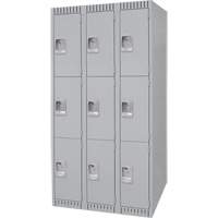 Casiers, 3 niveaux, Bloc de 3, 36" x 18" x 72", Acier, Gris, D&eacute;mont&eacute; FMT Sales Ltd