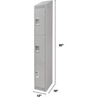 Lockers, 3 -tier, 12" x 18" x 82", Steel, Grey, Knocked Down FMT Sales Ltd