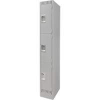 Lockers, 3 -tier, 12" x 18" x 76", Steel, Grey, Knocked Down FMT Sales Ltd