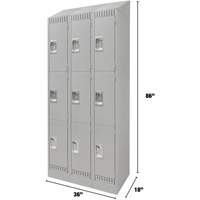 Lockers, 3 -tier, Bank of 3, 36" x 18" x 86", Steel, Grey, Knocked Down FMT Sales Ltd