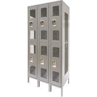 Casiers ventil&eacute;s, 2 niveaux, Bloc de 3, 36" x 18" x 78", Acier, Gris, D&eacute;mont&eacute;, Perfor&eacute; FMT Sales Ltd