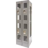 Casiers ventil&eacute;s, 2 niveaux, Bloc de 2, 24" x 18" x 78", Acier, Gris, D&eacute;mont&eacute;, Perfor&eacute; FMT Sales Ltd