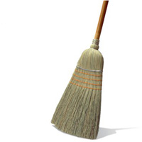 Natural Corn Broom, 3-String, Wood Handle FMT Sales Ltd