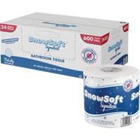Papier hygi&eacute;nique de premi&egrave;re qualit&eacute; Snow Soft, 2 Pli, 600 Feuilles/Rouleu, Longueur 145', Blanc FMT Sales Ltd