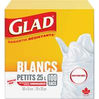 Petits sacs &agrave; ordures 25 L sans parfum, R&eacute;gulier, 20" la x 20" lo, Blanc FMT Sales Ltd
