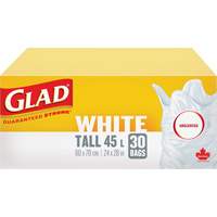 Sacs &agrave; ordures hauts 45 L sans parfum, R&eacute;gulier, 24" la x 28" lo, Blanc FMT Sales Ltd