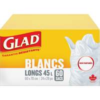 Sacs &agrave; ordures hauts 45 L sans parfum, R&eacute;gulier, 24" la x 28" lo, Blanc FMT Sales Ltd