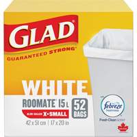 Tr&egrave;s petits sacs &agrave; ordures 15 L avec Febreze, R&eacute;gulier, 17" la x 20" lo, Blanc FMT Sales Ltd
