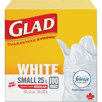 Petits sacs &agrave; ordures 25 L avec Febreze, R&eacute;gulier, 20" la x 20" lo, Blanc FMT Sales Ltd