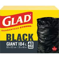 184L Garbage Bags, Regular, 35" W x 48" L, Black FMT Sales Ltd