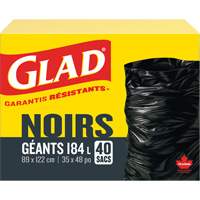 184L Garbage Bags, Regular, 35" W x 48" L, Black FMT Sales Ltd