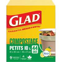 Small Compostable Bags, Regular, 17" L x 16" W, Brown, 10 L (3 Gal.) Capacity FMT Sales Ltd