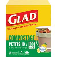 Small Compostable Bags, Regular, 17" L x 16" W, Brown, 10 L (3 Gal.) Capacity FMT Sales Ltd