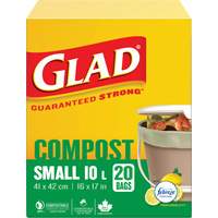 Small Compostable Bags, Regular, 17" L x 16" W, Brown, 10 L (3 Gal.) Capacity FMT Sales Ltd